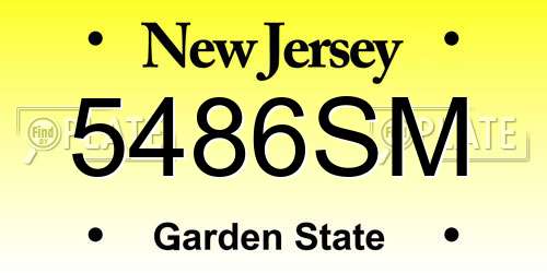 5486SM New Jersey License Plate