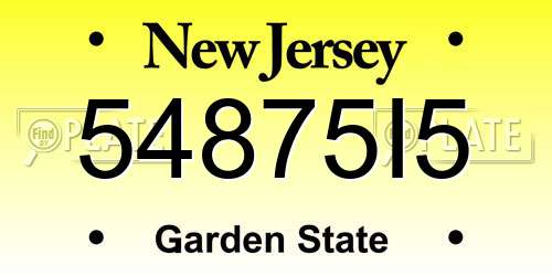 54875I5 New Jersey License Plate