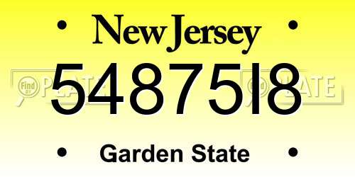 54875I8 New Jersey License Plate