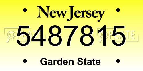 5487815 New Jersey License Plate