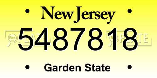 5487818 New Jersey License Plate