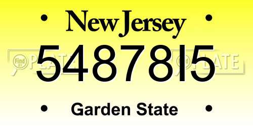 54878I5 New Jersey License Plate