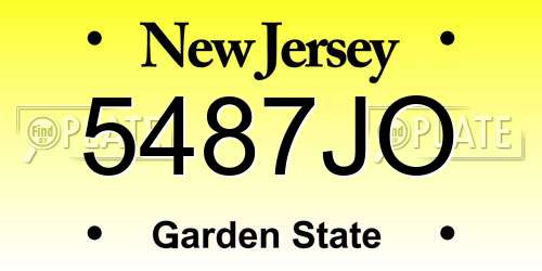 5487JO New Jersey License Plate