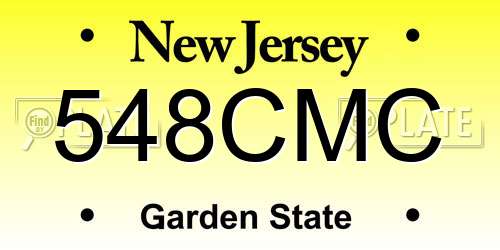 548CMC New Jersey License Plate
