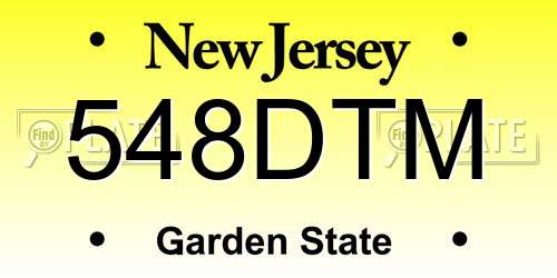 548DTM New Jersey License Plate