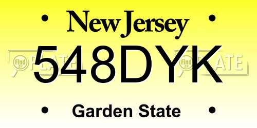 548DYK New Jersey License Plate
