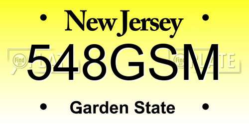 548GSM New Jersey License Plate