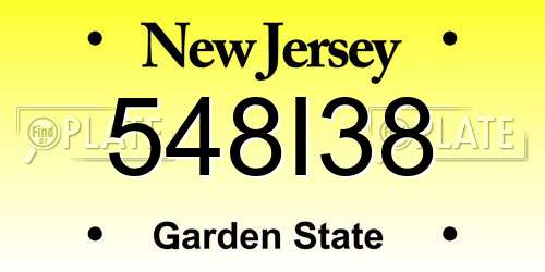 548I38 New Jersey License Plate
