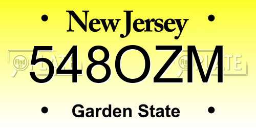548OZM New Jersey License Plate