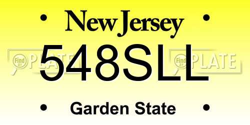 548SLL New Jersey License Plate
