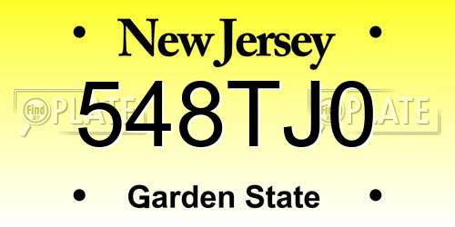 548TJ0 New Jersey License Plate