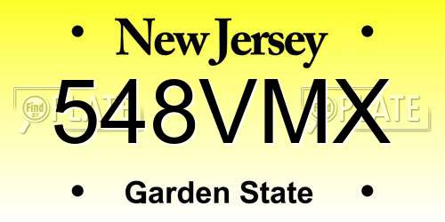 548VMX New Jersey License Plate