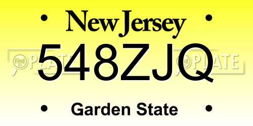 548ZJQ New Jersey License Plate