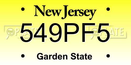 549PF5 New Jersey License Plate