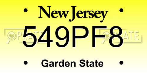 549PF8 New Jersey License Plate