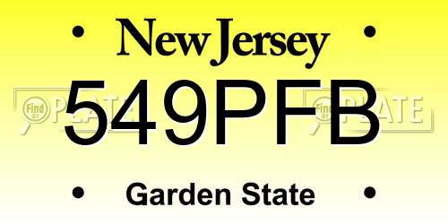 549PFB New Jersey License Plate