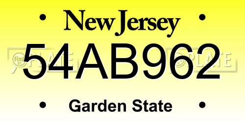 54AB962 New Jersey License Plate