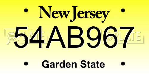 54AB967 New Jersey License Plate