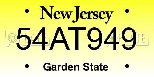 54AT949 New Jersey License Plate