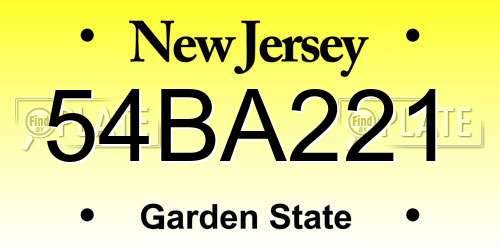 54BA221 New Jersey License Plate