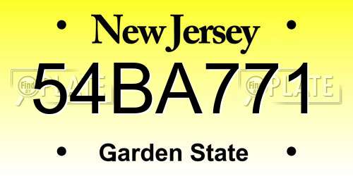 54BA771 New Jersey License Plate