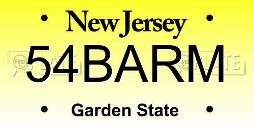 54BARM New Jersey License Plate