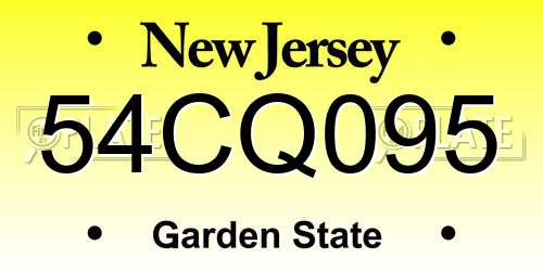54CQ095 New Jersey License Plate