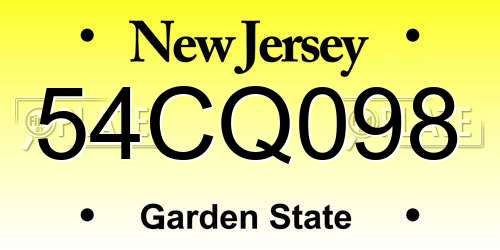54CQ098 New Jersey License Plate