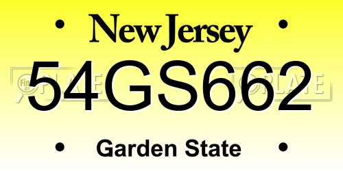 54GS662 New Jersey License Plate