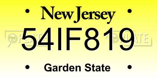 54IF819 New Jersey License Plate