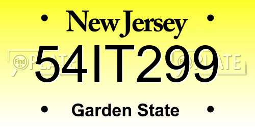 54IT299 New Jersey License Plate