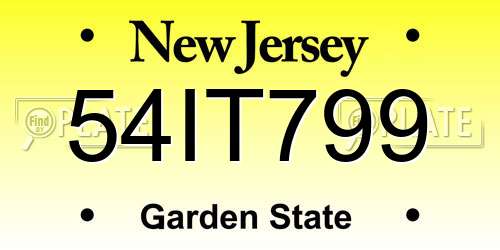 54IT799 New Jersey License Plate