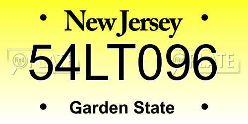 54LT096 New Jersey License Plate