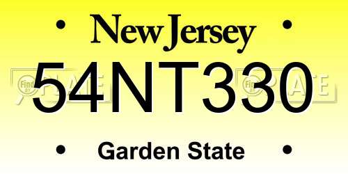 54NT330 New Jersey License Plate