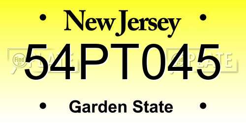 54PT045 New Jersey License Plate