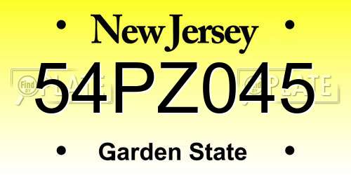 54PZ045 New Jersey License Plate