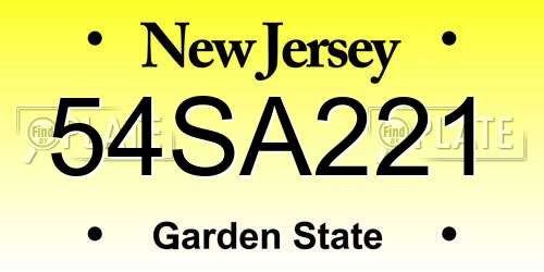 54SA221 New Jersey License Plate