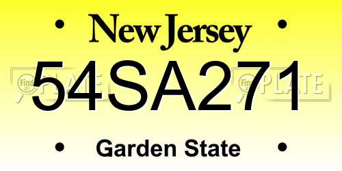 54SA271 New Jersey License Plate