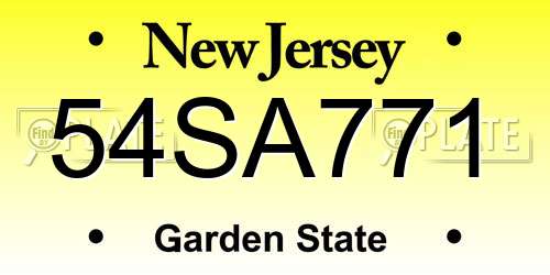 54SA771 New Jersey License Plate