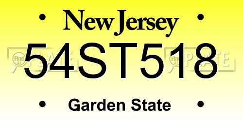 54ST518 New Jersey License Plate
