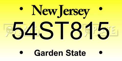 54ST815 New Jersey License Plate