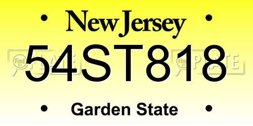 54ST818 New Jersey License Plate