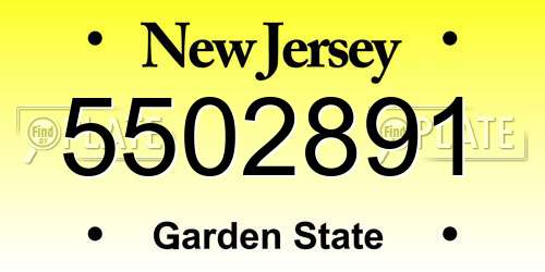 5502891 New Jersey License Plate