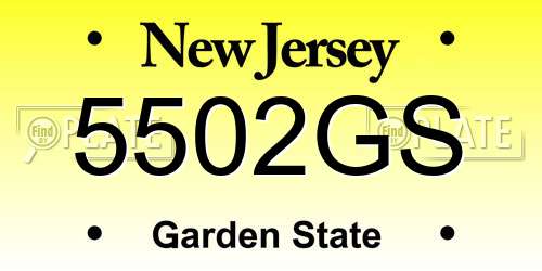 5502GS New Jersey License Plate