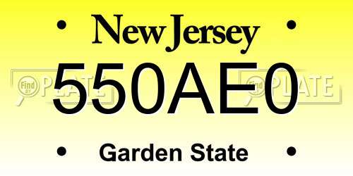 550AE0 New Jersey License Plate