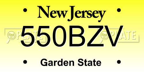 550BZV New Jersey License Plate