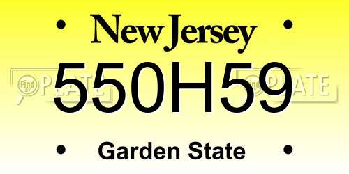 550H59 New Jersey License Plate