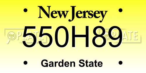 550H89 New Jersey License Plate
