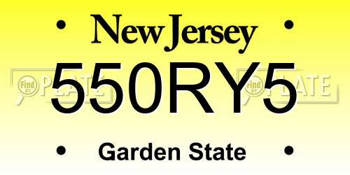 550RY5 New Jersey License Plate
