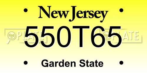 550T65 New Jersey License Plate